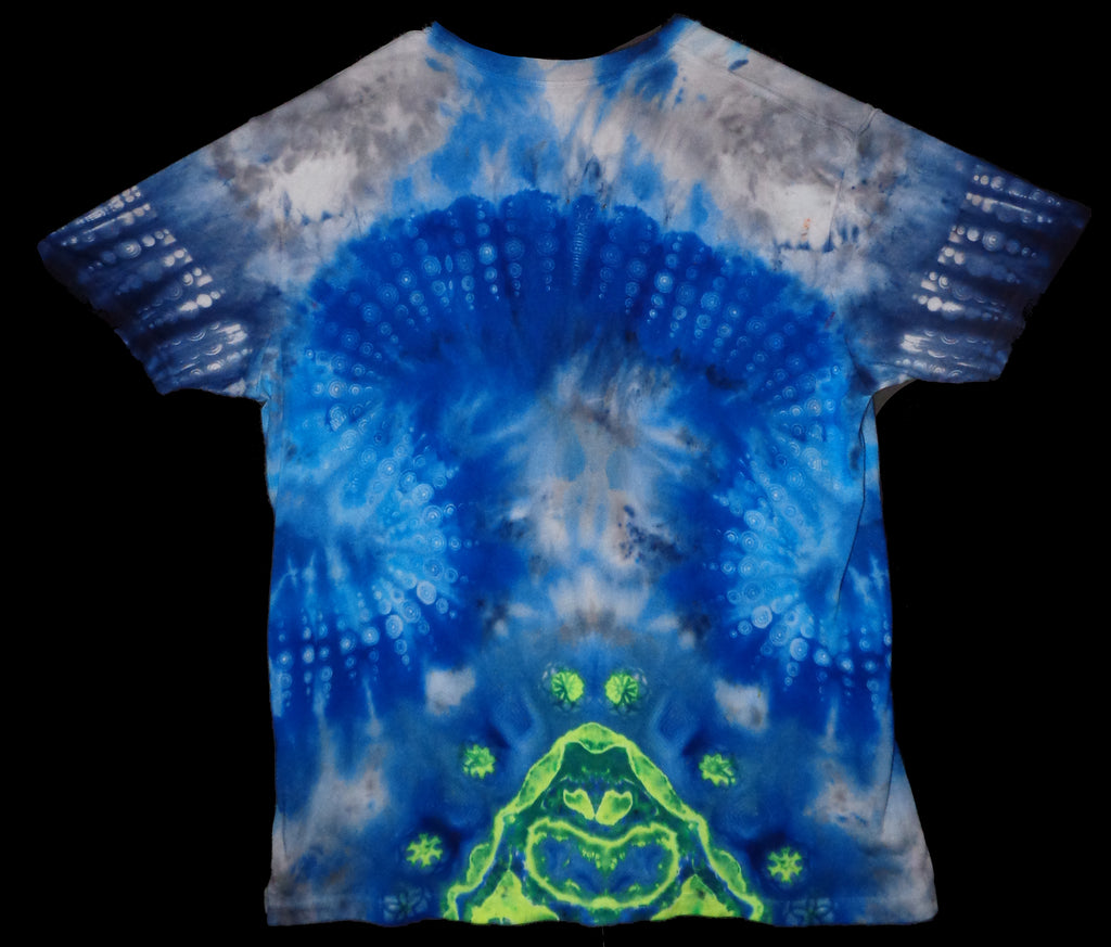 Dyenied #230 3XL DUAL SIDED Bamboo (F) Dots Mandala, with OUTER RING (UV). Dots arms. (B)  DOTS GALAXY