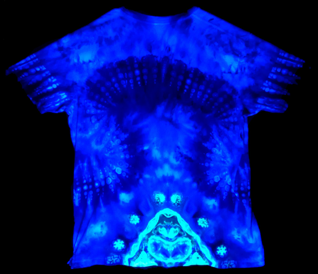 Dyenied #230 3XL DUAL SIDED Bamboo (F) Dots Mandala, with OUTER RING (UV). Dots arms. (B)  DOTS GALAXY