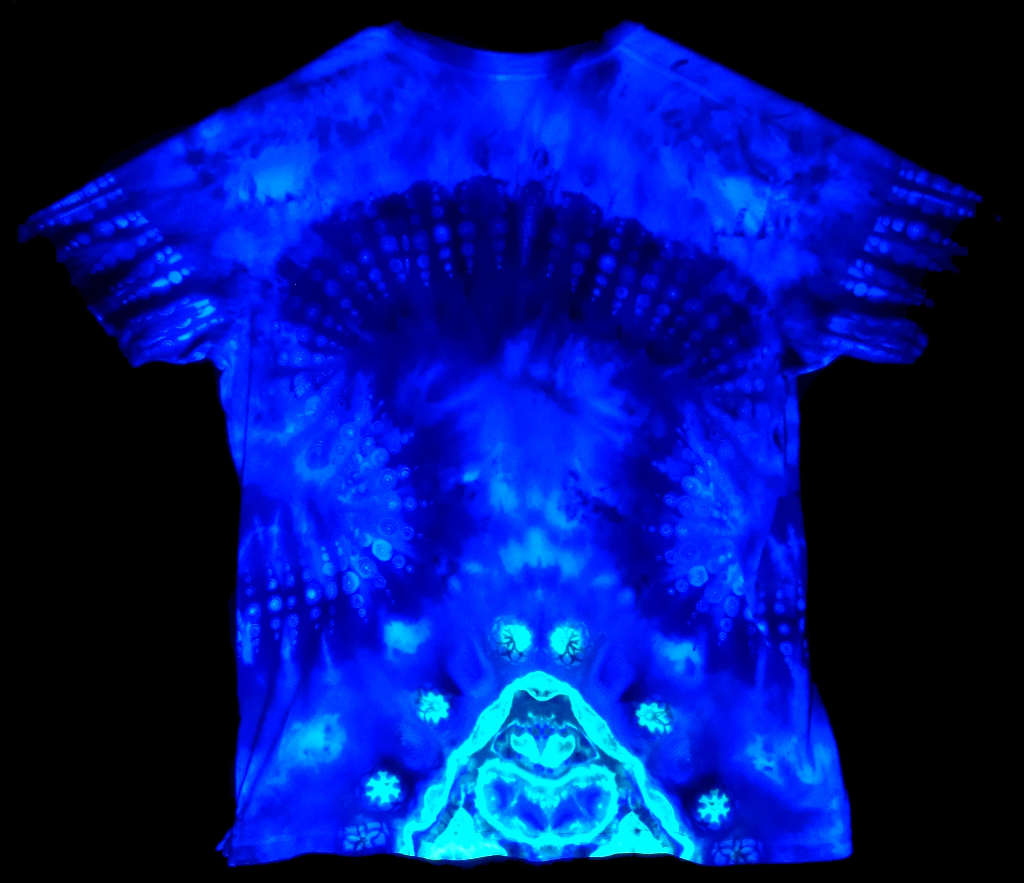Dyenied #230 3XL DUAL SIDED Bamboo (F) Dots Mandala, with OUTER RING (UV). Dots arms. (B)  DOTS GALAXY