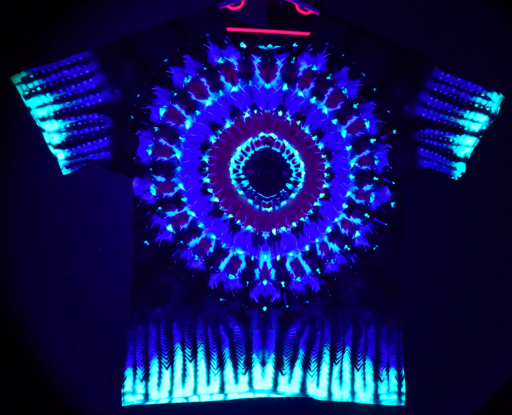 Dyenied #237 XL Gildan Ultra PFD MANDALA, (A)DOT AND SQUARES UV, (b) ARROWS (UV)