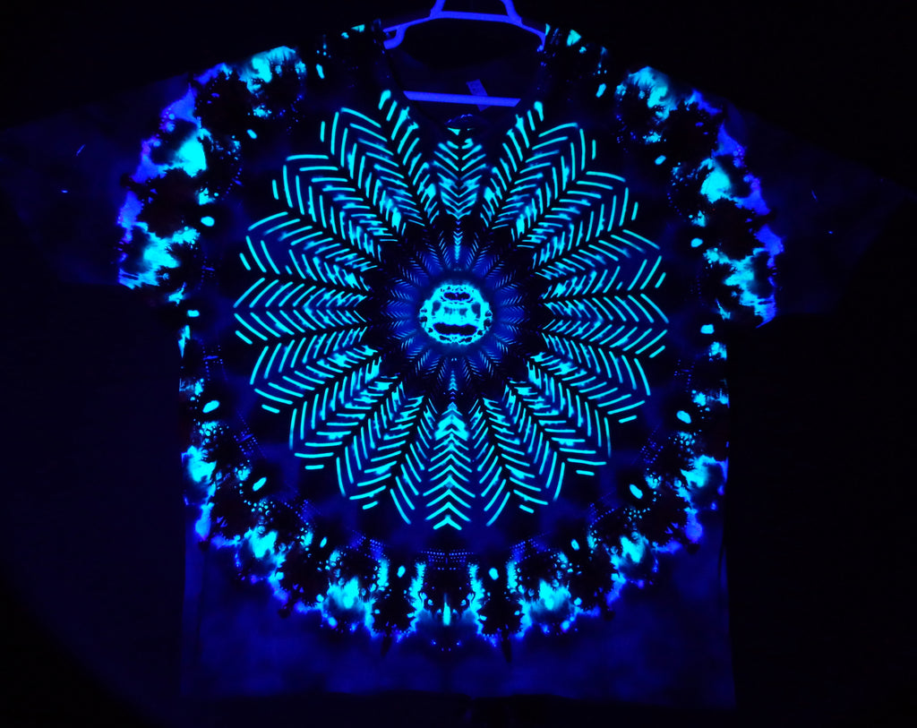 Dyenied #245 5XL DUAL SIDED Combed Ringspun LAT 6901 REDUX SLOTS, OUTER RING (f), 3x MANDALAS (b) (UV)