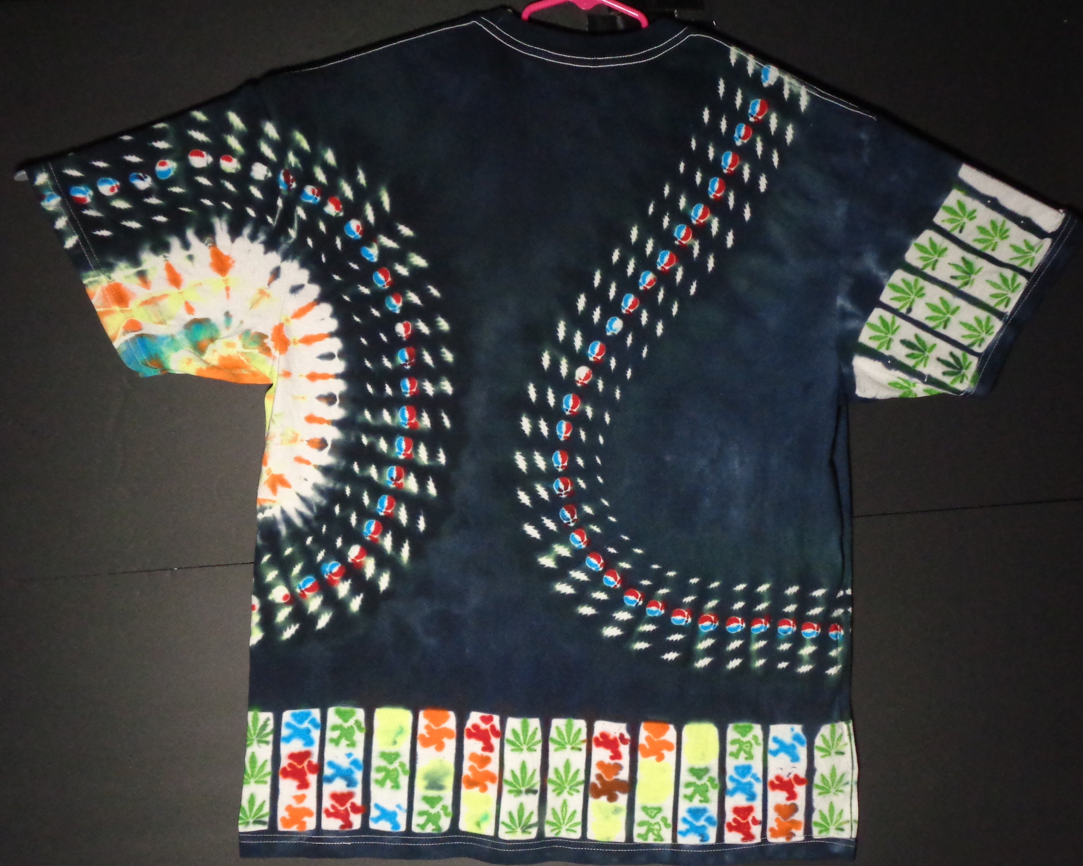 Dyenied #246 XL Gildan Hammer Ringspun REDUX GD THEME, (f,b) Steelie Galaxy, Bears and Sativa, (a) Sativa(UV)