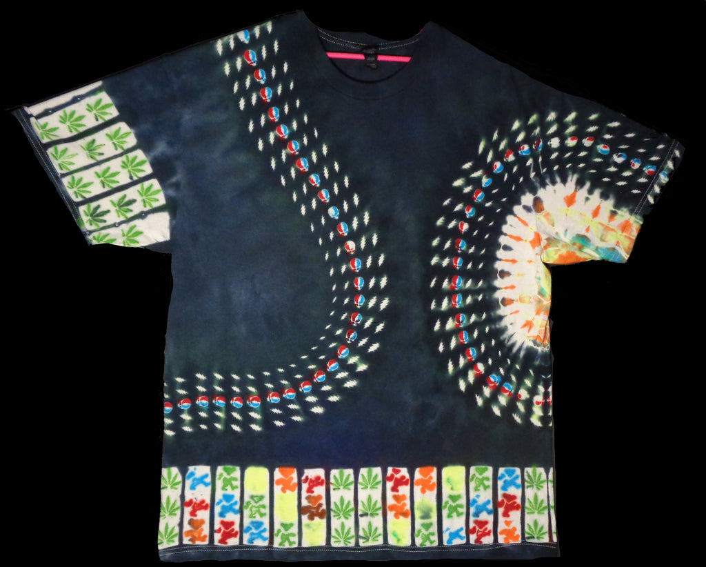 Dyenied #246 XL Gildan Hammer Ringspun REDUX GD THEME, (f,b) Steelie Galaxy, Bears and Sativa, (a) Sativa(UV)