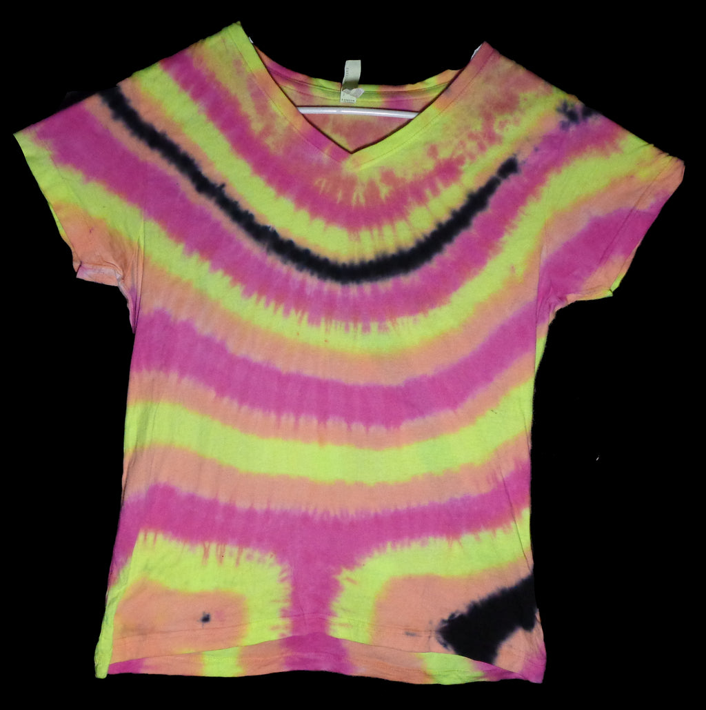 Tie Dyenied #331  Large Woman's V-Neck Neck Spiral (UV)