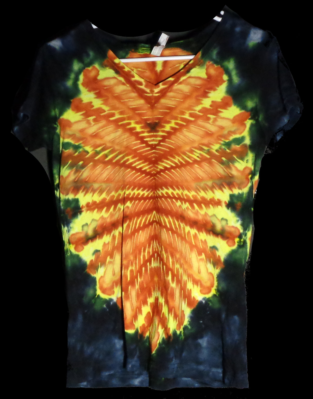 Tie Dyenied #412  Medium Woman's V-Neck MANDALA (UV)