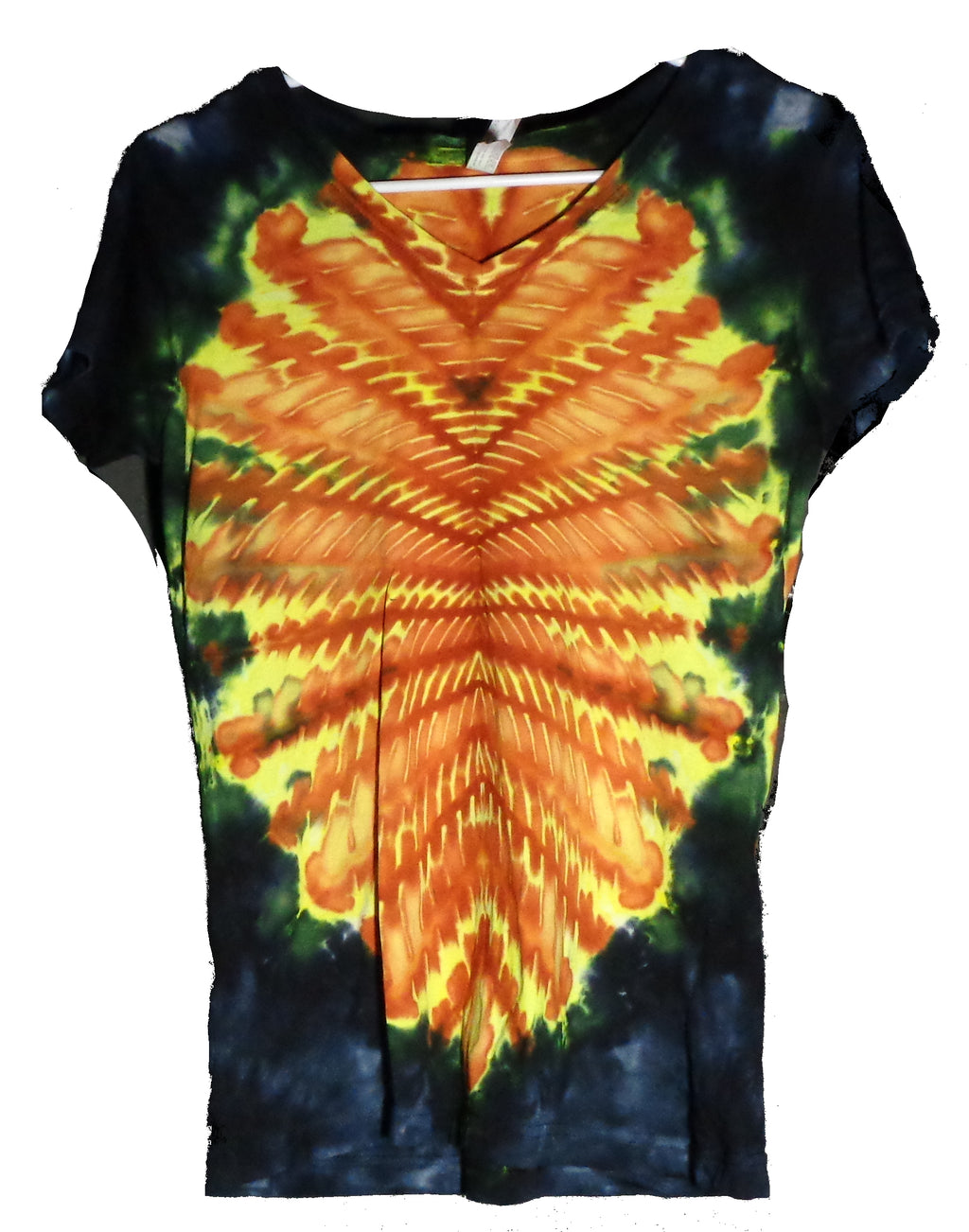 Tie Dyenied #412  Medium Woman's V-Neck MANDALA (UV)