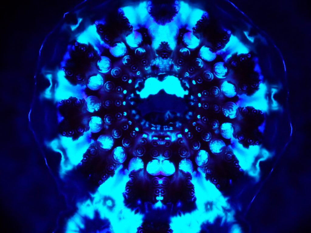Dyenied #245 5XL DUAL SIDED Combed Ringspun LAT 6901 REDUX SLOTS, OUTER RING (f), 3x MANDALAS (b) (UV)